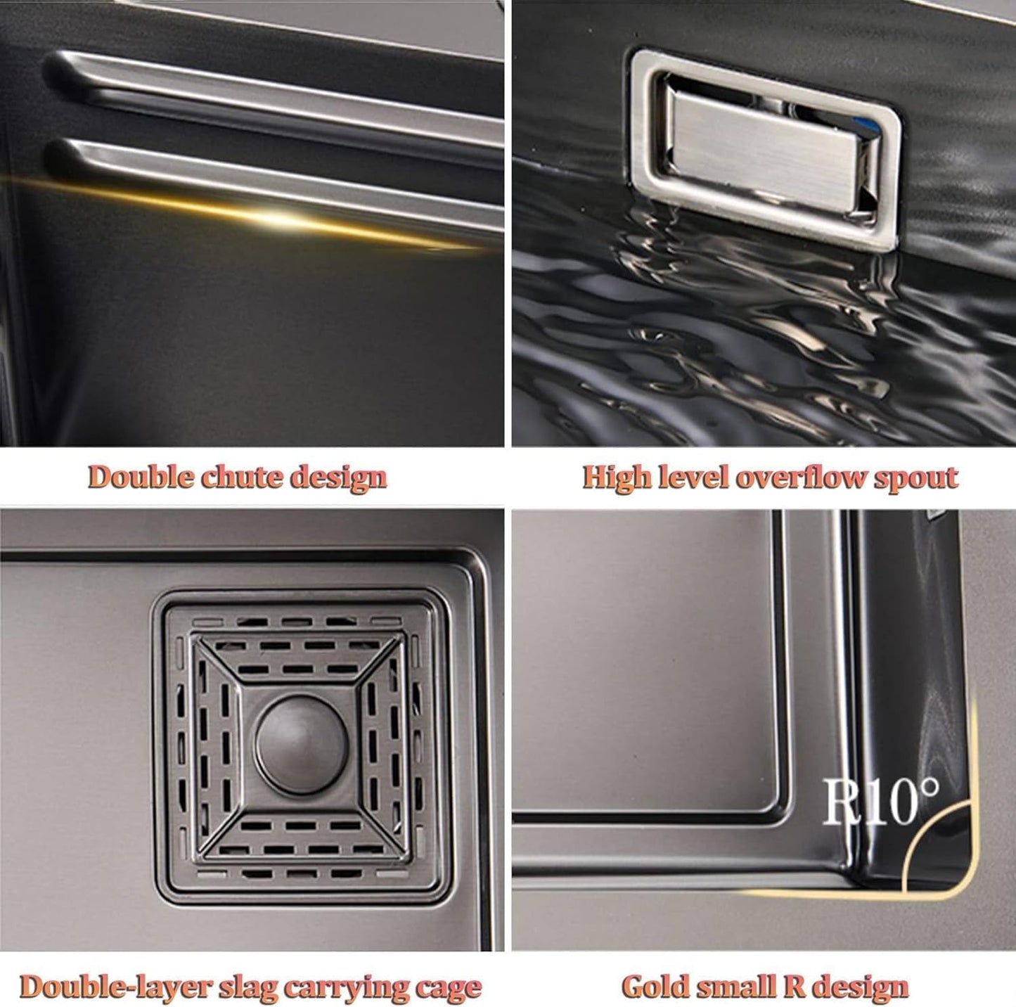 All In One Kitchen Sink with ANTI SCRATCH HONEYCOMB DESIGN (30x18x9 inch, Nano Coating)