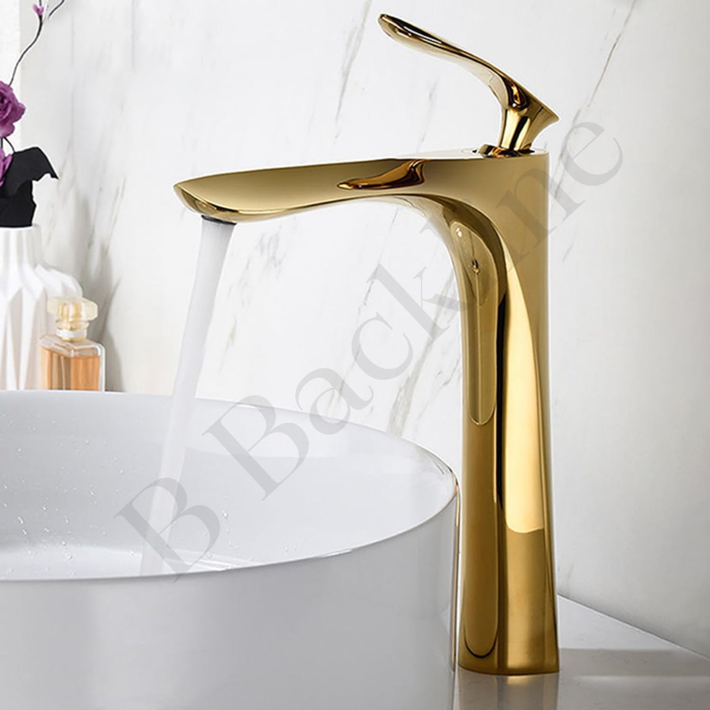 Backline Brass Basin Mixer Tap Hot Cold | Wash Basin Mixer Faucet | Pillar tap for wash Basin | Tap for Bathroom Livingroom & Bathroom (White Gold Short-Body)