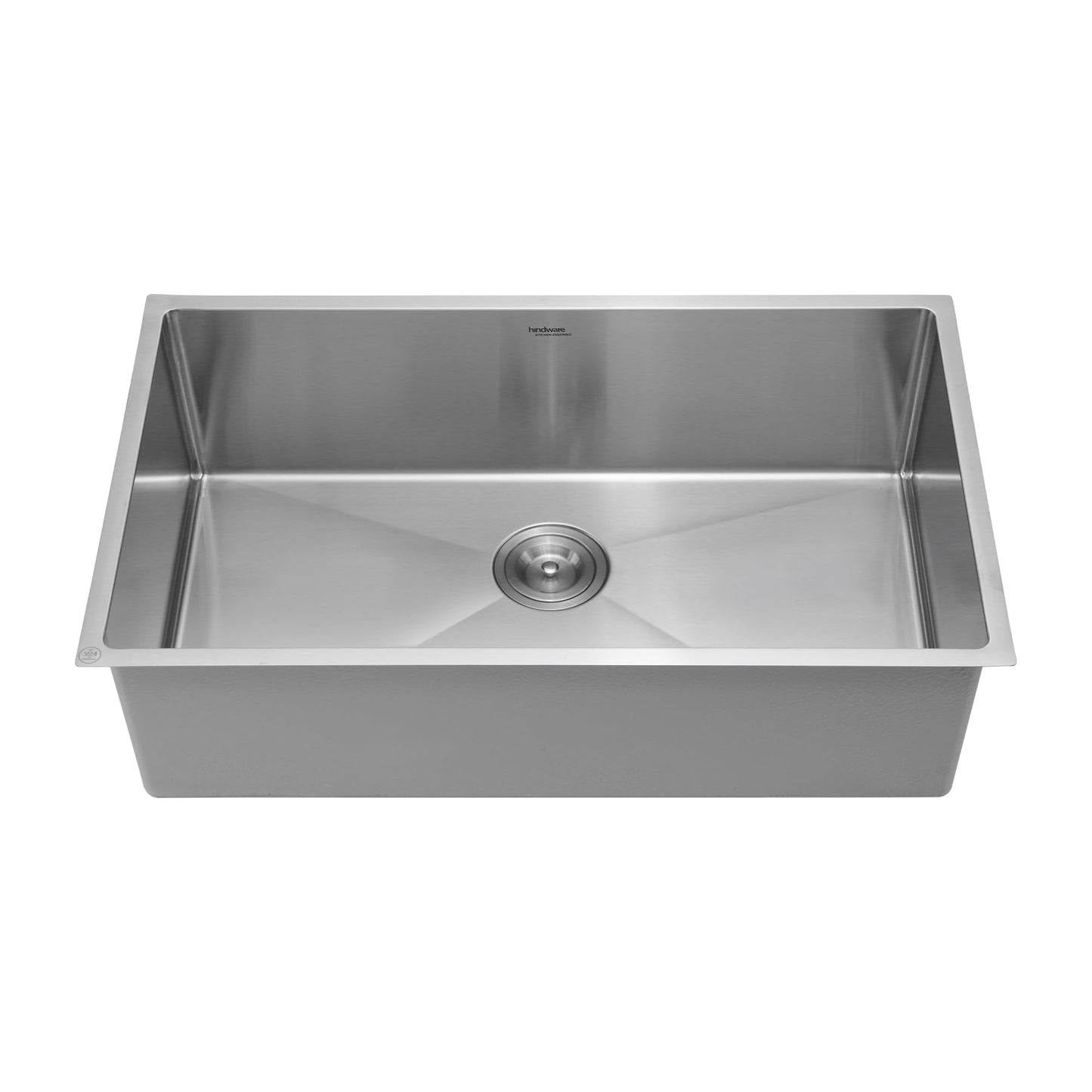 Hindware Kitchen Sink 24"x18"x9"| 304 Grade Stainless Steel | Handmade Single Bowl Sink With Waste Coupling | 25 Yrs Warranty on Product by Brand (Domingo Neo)