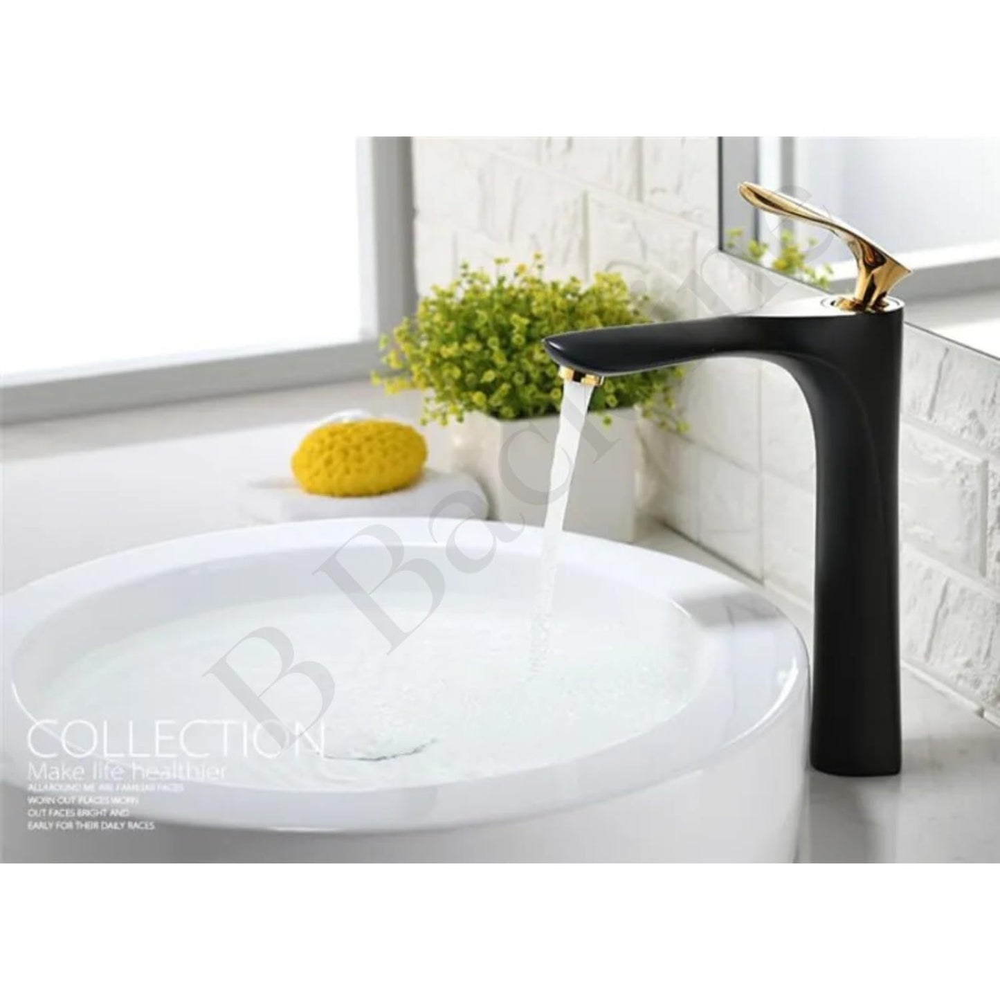 Backline Brass Basin Mixer Tap Hot Cold | Wash Basin Mixer Faucet | Pillar tap for wash Basin | Tap for Bathroom Livingroom & Bathroom (White Gold Short-Body)