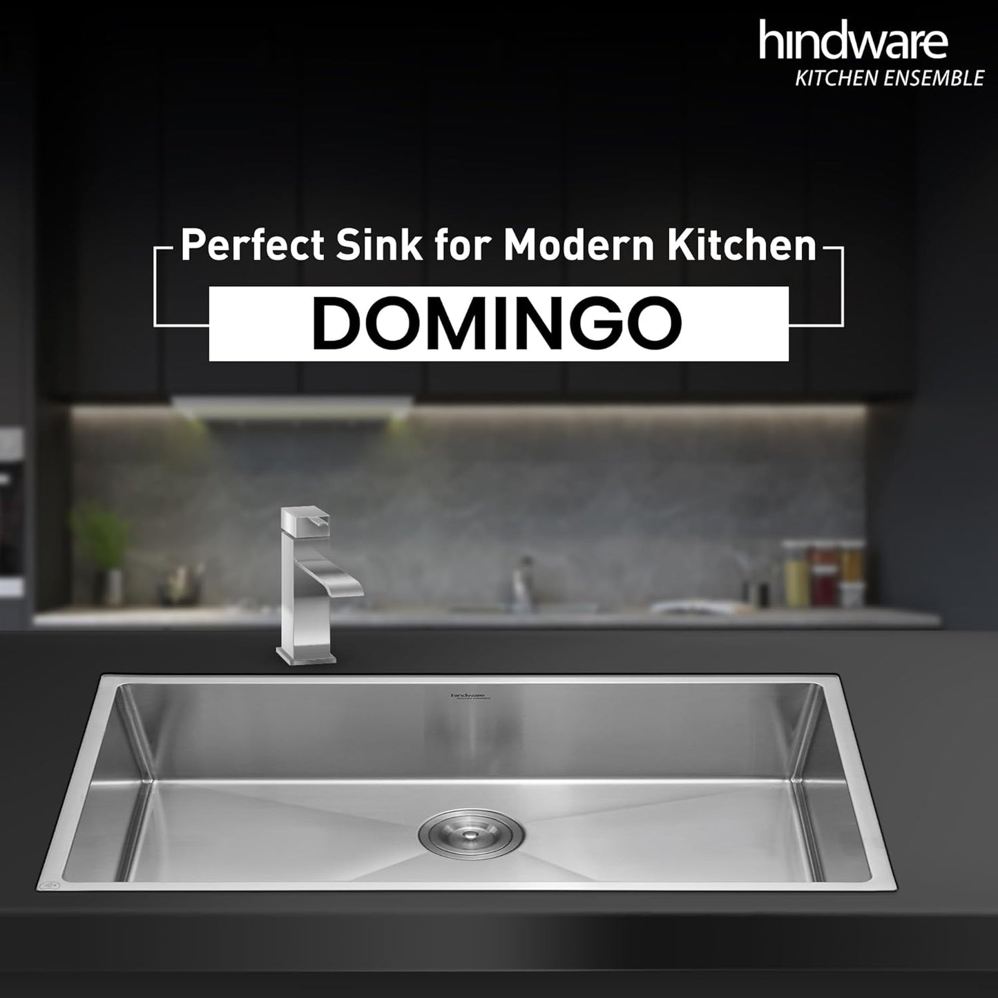 Hindware Kitchen Sink 24"x18"x9"| 304 Grade Stainless Steel | Handmade Single Bowl Sink With Waste Coupling | 25 Yrs Warranty on Product by Brand (Domingo Neo)