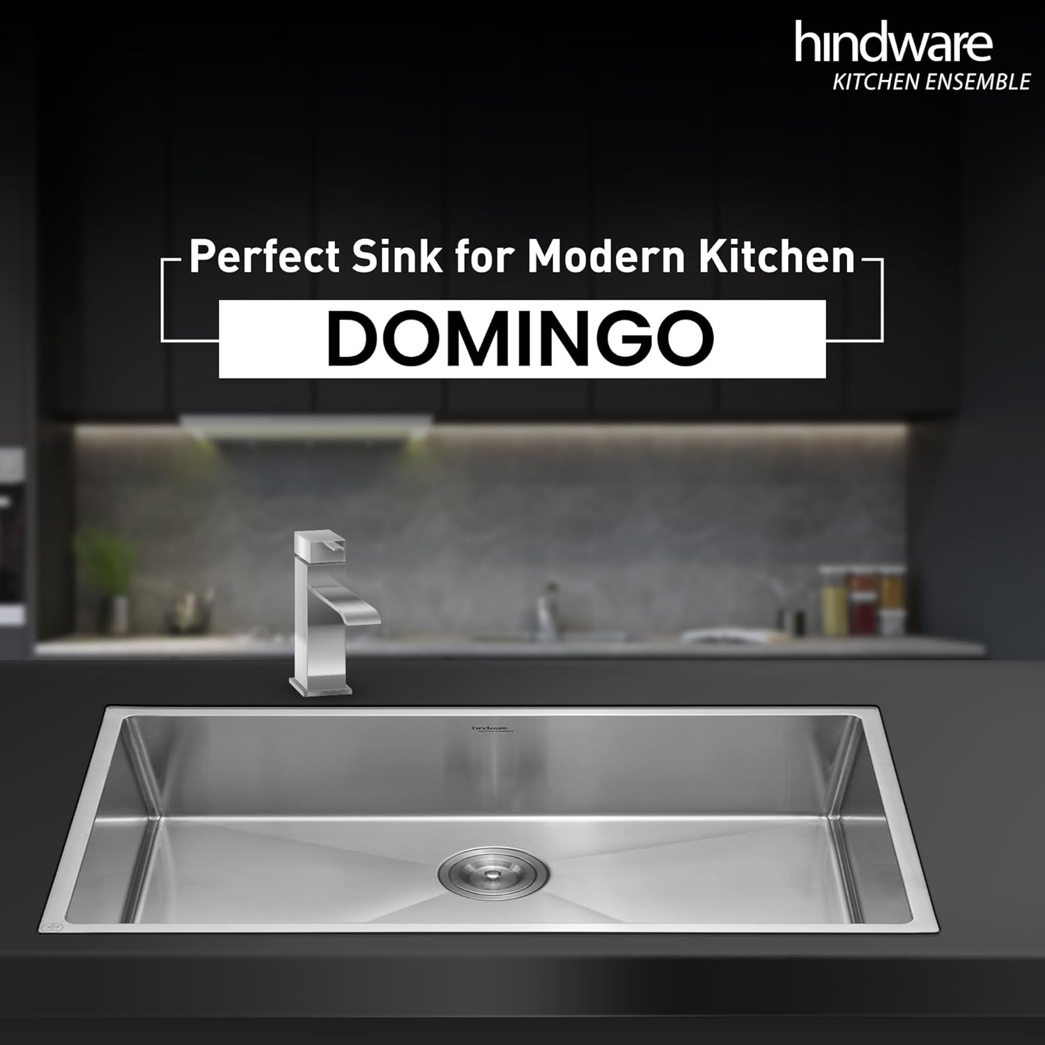 Hindware Kitchen Sink 24"x18"x9"| 304 Grade Stainless Steel | Handmade Single Bowl Sink With Waste Coupling | 25 Yrs Warranty on Product by Brand (Domingo Neo)