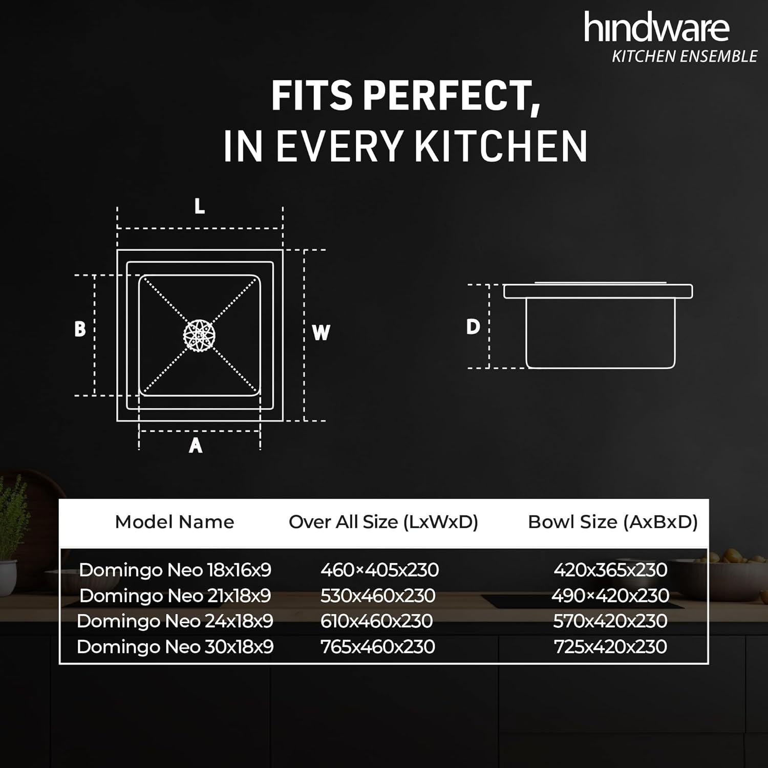 Hindware Kitchen Sink 24"x18"x9"| 304 Grade Stainless Steel | Handmade Single Bowl Sink With Waste Coupling | 25 Yrs Warranty on Product by Brand (Domingo Neo)