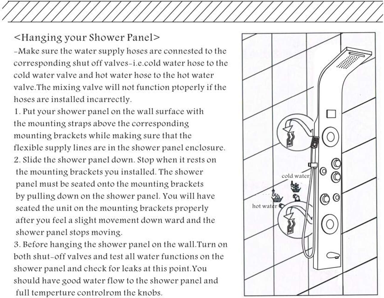 InArt Stainless Steel Shower Panel Tower System, Wall-Mount Shower Panel with Rainfall Waterfall Shower Head, Massage Body Jets, Tub Spout, Handheld Shower Rose Gold
