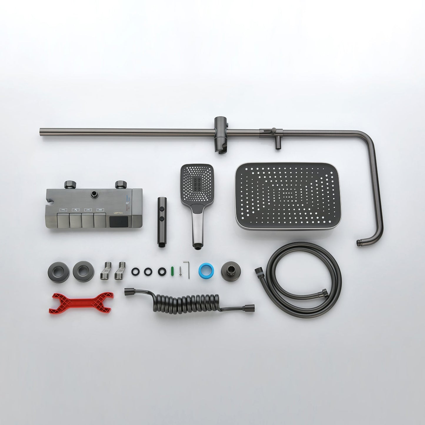 Albatros Premium Brass - Thermostatic Shower Set with Piano Switches Shower Panel with Head Shower Hand Shower Bidet Gun (Matt Surface)