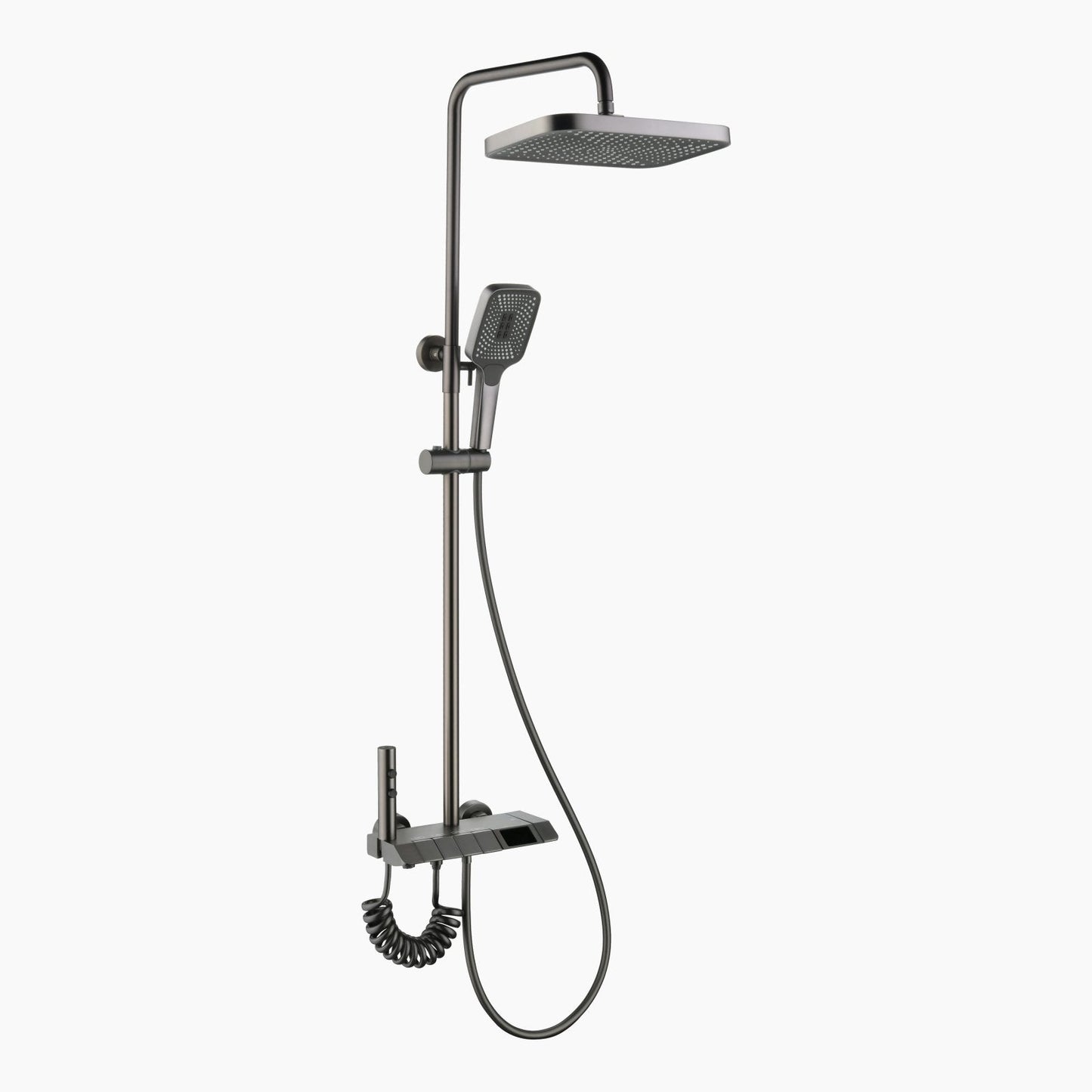 Albatros Premium Brass - Thermostatic Shower Set with Piano Switches Shower Panel with Head Shower Hand Shower Bidet Gun (Matt Surface)