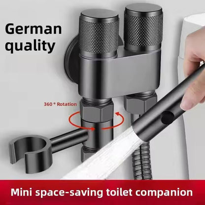 AlbatrosCart Grey Bidet Sprayer Set with Faucet Angle Valve, High-Pressure Spray Gun for Toilet & Bathroom Cleaning, 2m Hose, Wall Mount, 1/2" Connector