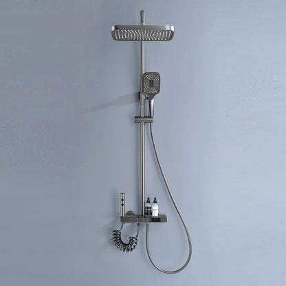 Albatros Premium Brass - Thermostatic Shower Set with Piano Switches Shower Panel with Head Shower Hand Shower Bidet Gun (Matt Surface)