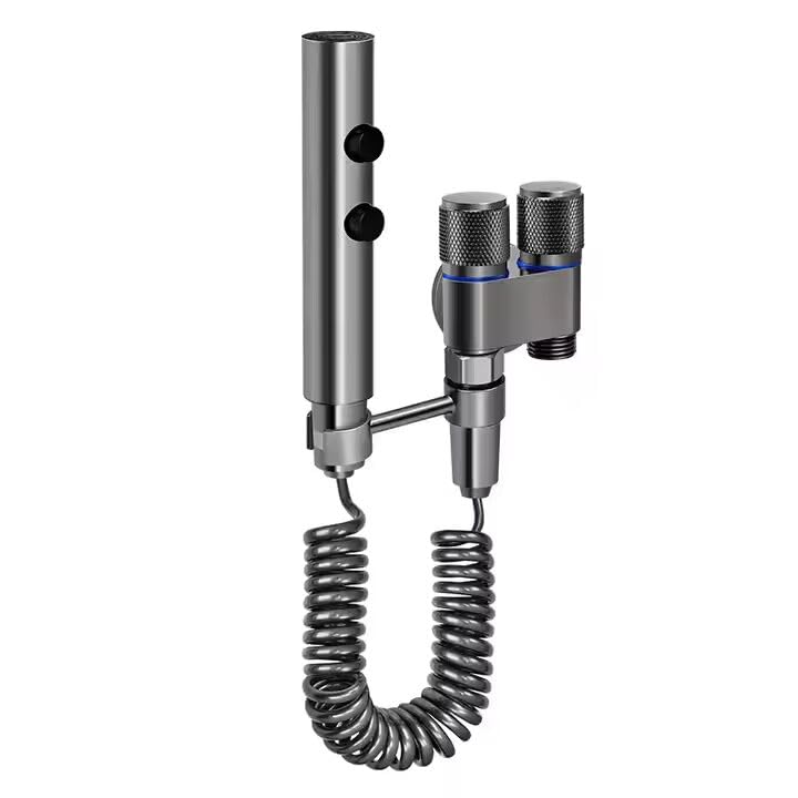AlbatrosCart Grey Bidet Sprayer Set with Faucet Angle Valve, High-Pressure Spray Gun for Toilet & Bathroom Cleaning, 2m Hose, Wall Mount, 1/2" Connector