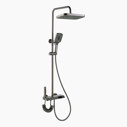 Albatros Premium Brass - Thermostatic Shower Set with Piano Switches Shower Panel with Head Shower Hand Shower Bidet Gun (Matt Surface)