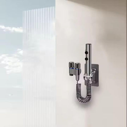 AlbatrosCart Grey Bidet Sprayer Set with Faucet Angle Valve, High-Pressure Spray Gun for Toilet & Bathroom Cleaning, 2m Hose, Wall Mount, 1/2" Connector