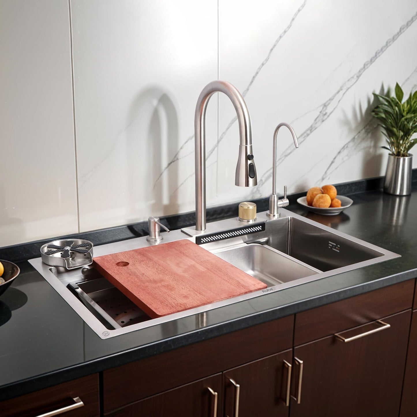 All In One Kitchen Sink with ANTI SCRATCH HONEYCOMB DESIGN (30x18x9 inch, Nano Coating)